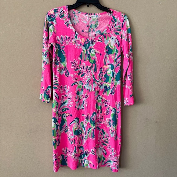 Lilly Pulitzer Pima Cotton Beacon Toucan Can Tropical T-shirt Dress Size XS - Picture 3 of 6